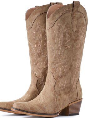 Cowboy Boots For Women Western Cowgirl Boots Mid Calf Snip Toe
